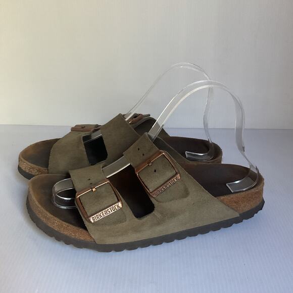Birkenstock Arizona Taupe Suede Leather Sandals Size 38 (US 7–7.5 Women - Picture 1 of 9